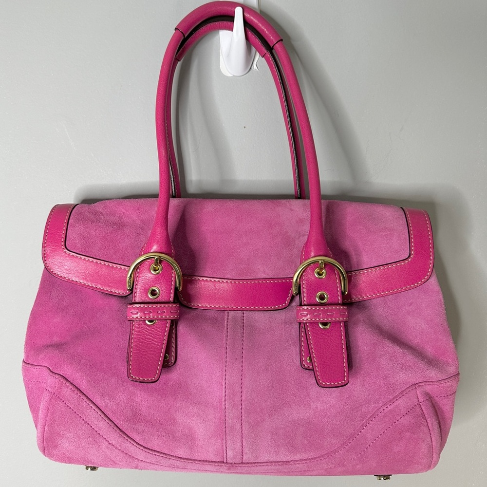 COPY - COACH Hamptons Handbag Pretty Pink Suede Leather Coach No. K04S - 5674